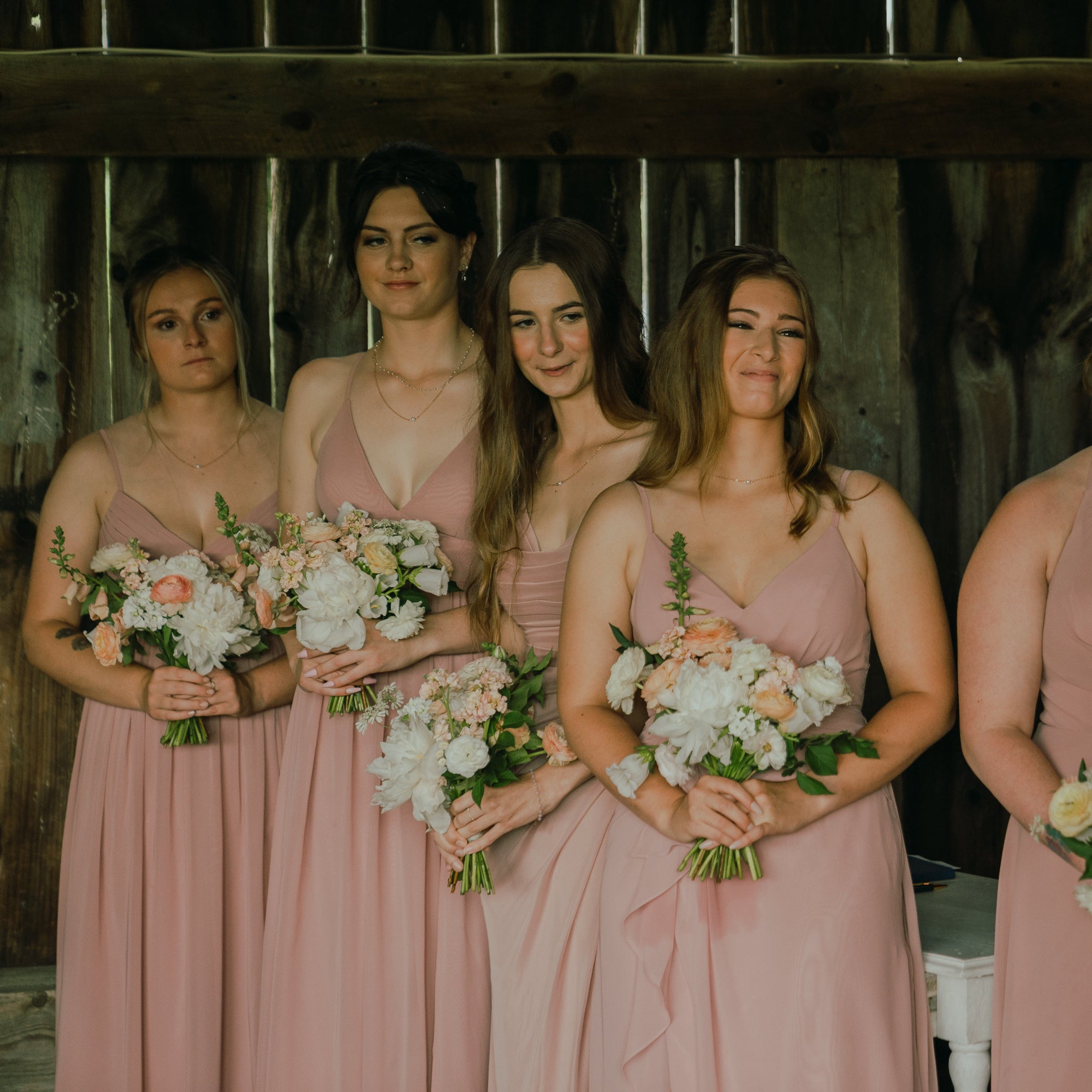 Rustic pastel bridesmaid wedding flowers 